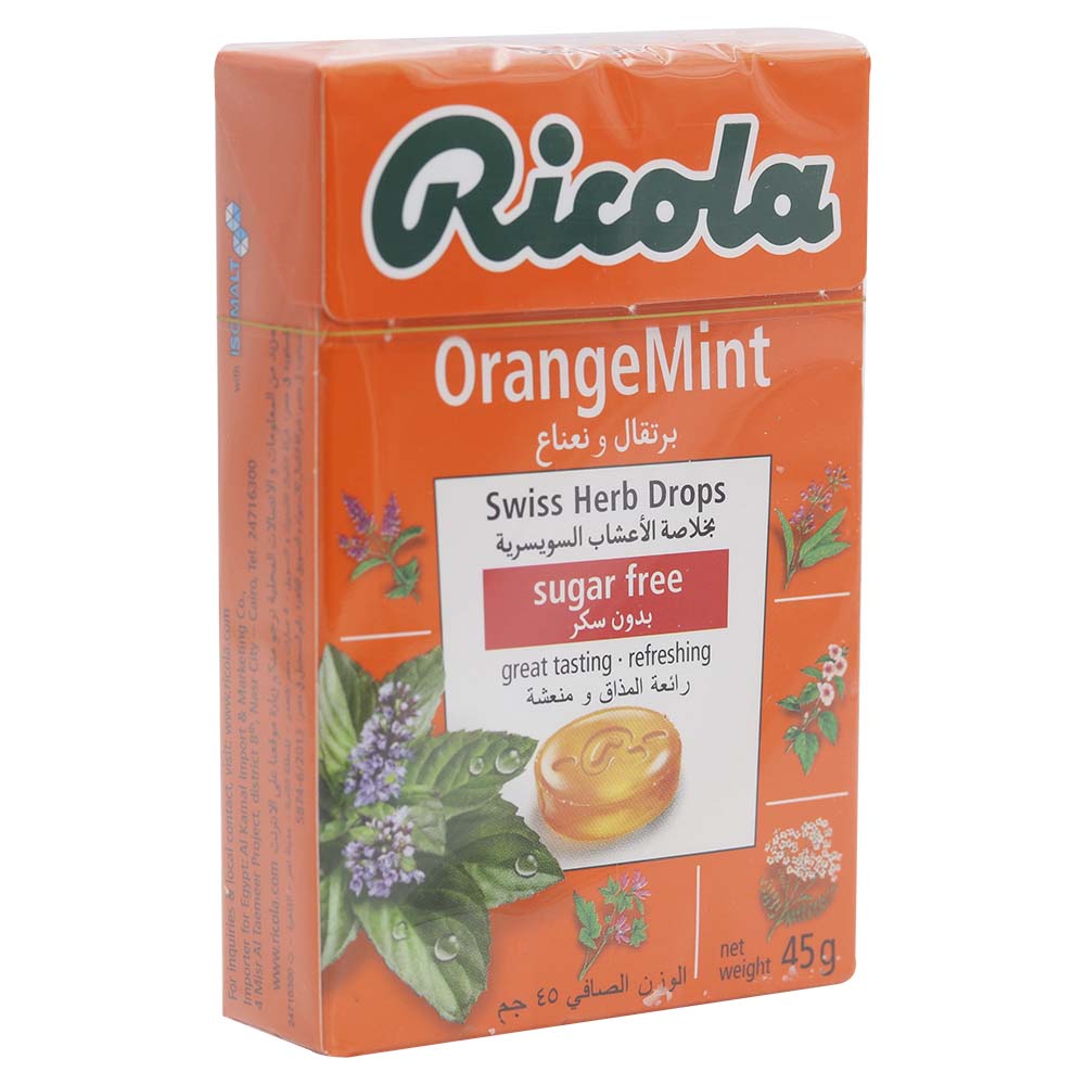Ricola Orange Mint Sugar Free Drops 45g