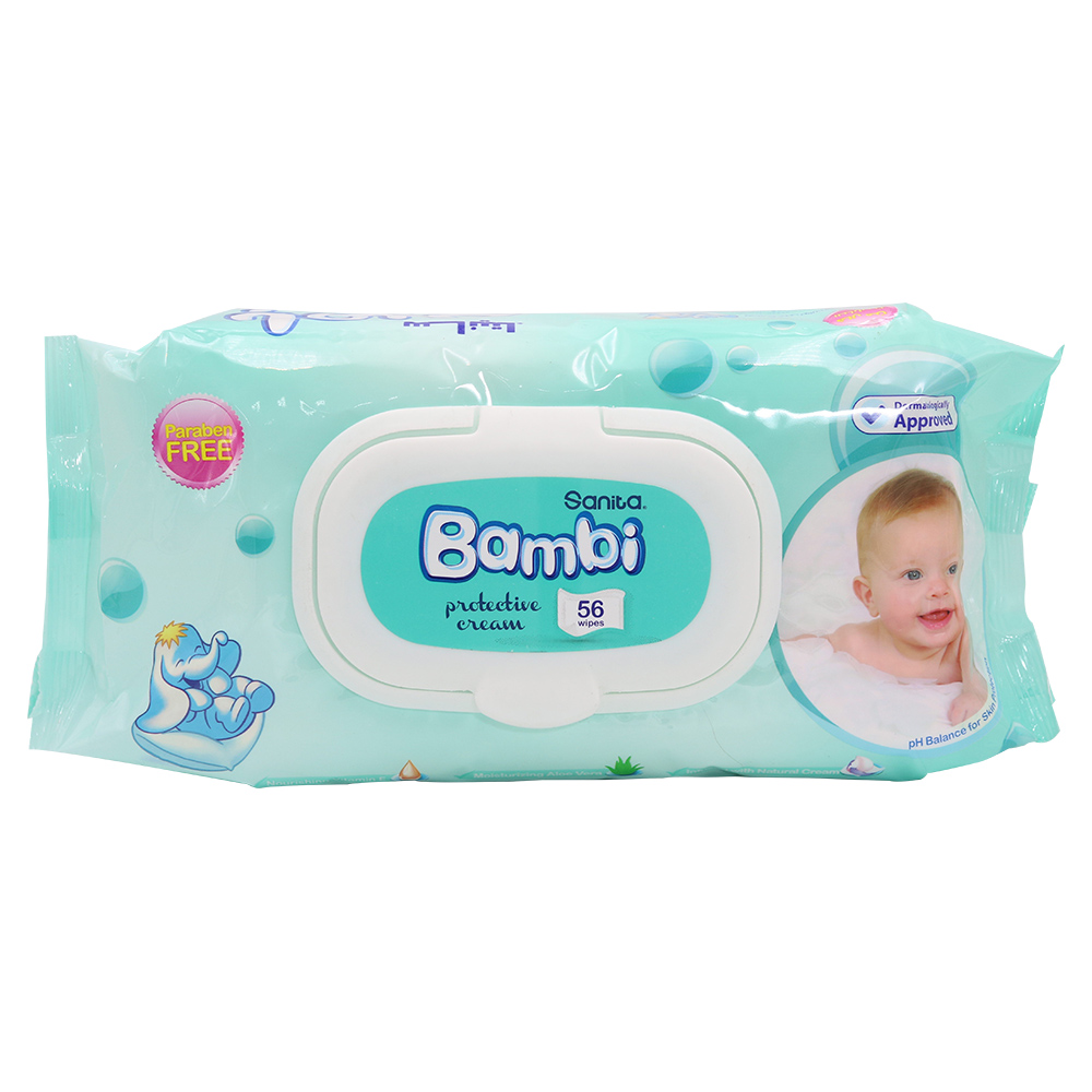 Sanita Bambi Protective Cream Wipes 56Wipes