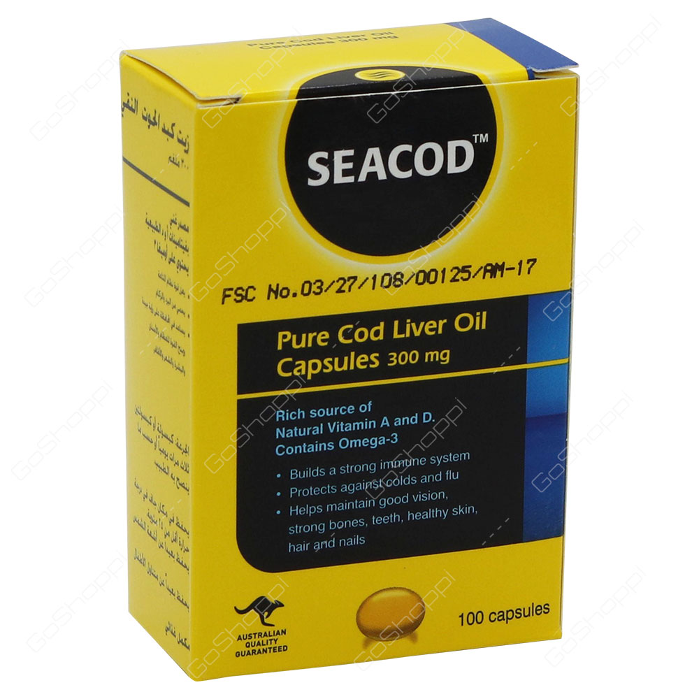 Seacod Pure Cod Liver Oil Capsules 300mg 100 pcs