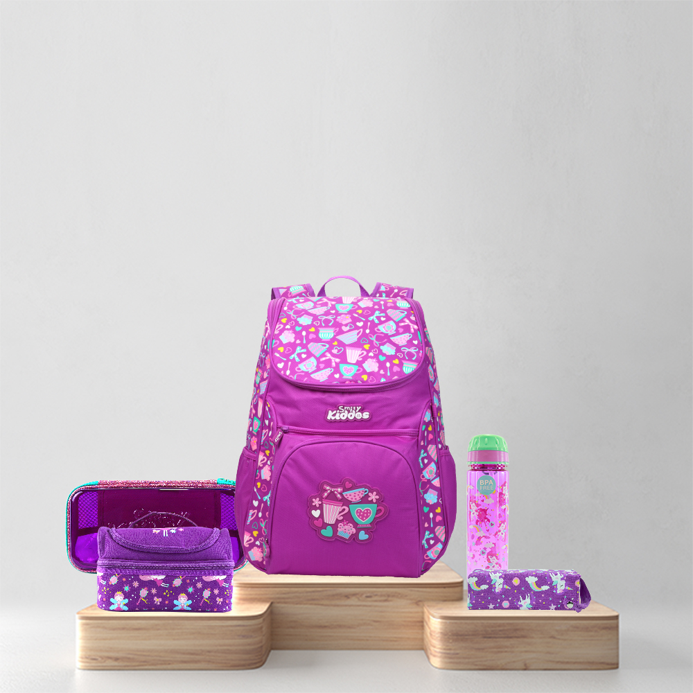 Smily Kiddos Back To School Smily "U" Shaped Backpack Combo Offer - Purple
