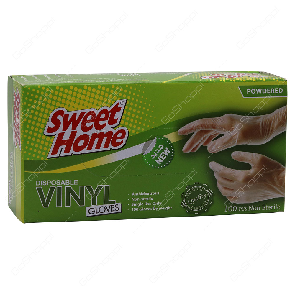 Sweet Home Disposable Powdered Vinyl Gloves 100 pcs