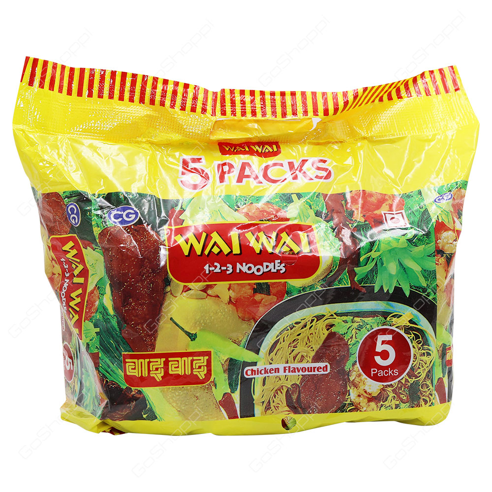 Wai Wai Chicken Flavoured 1-2-3 Noodles 5X75 g