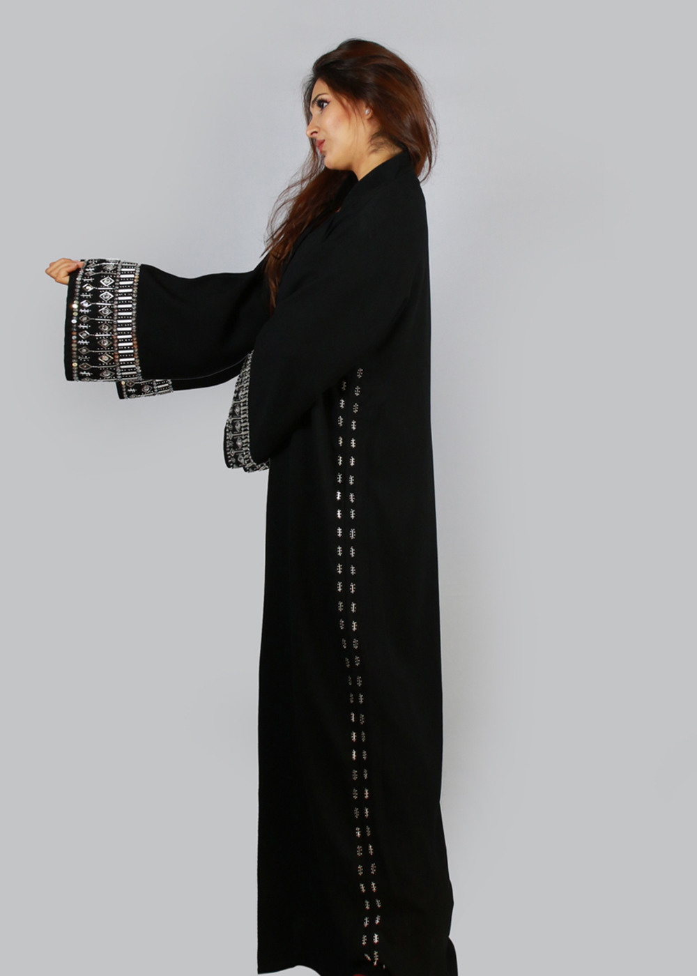 Al Jumairi Beads Detail Abaya - AJ2118