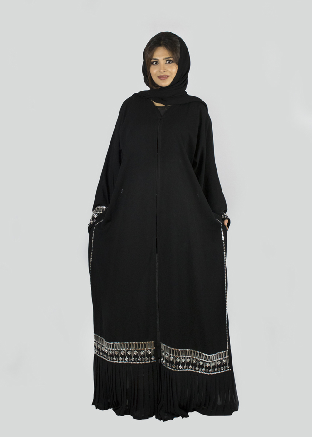 Al Jumairi Beads Detail Fancy Abaya - AJ2168