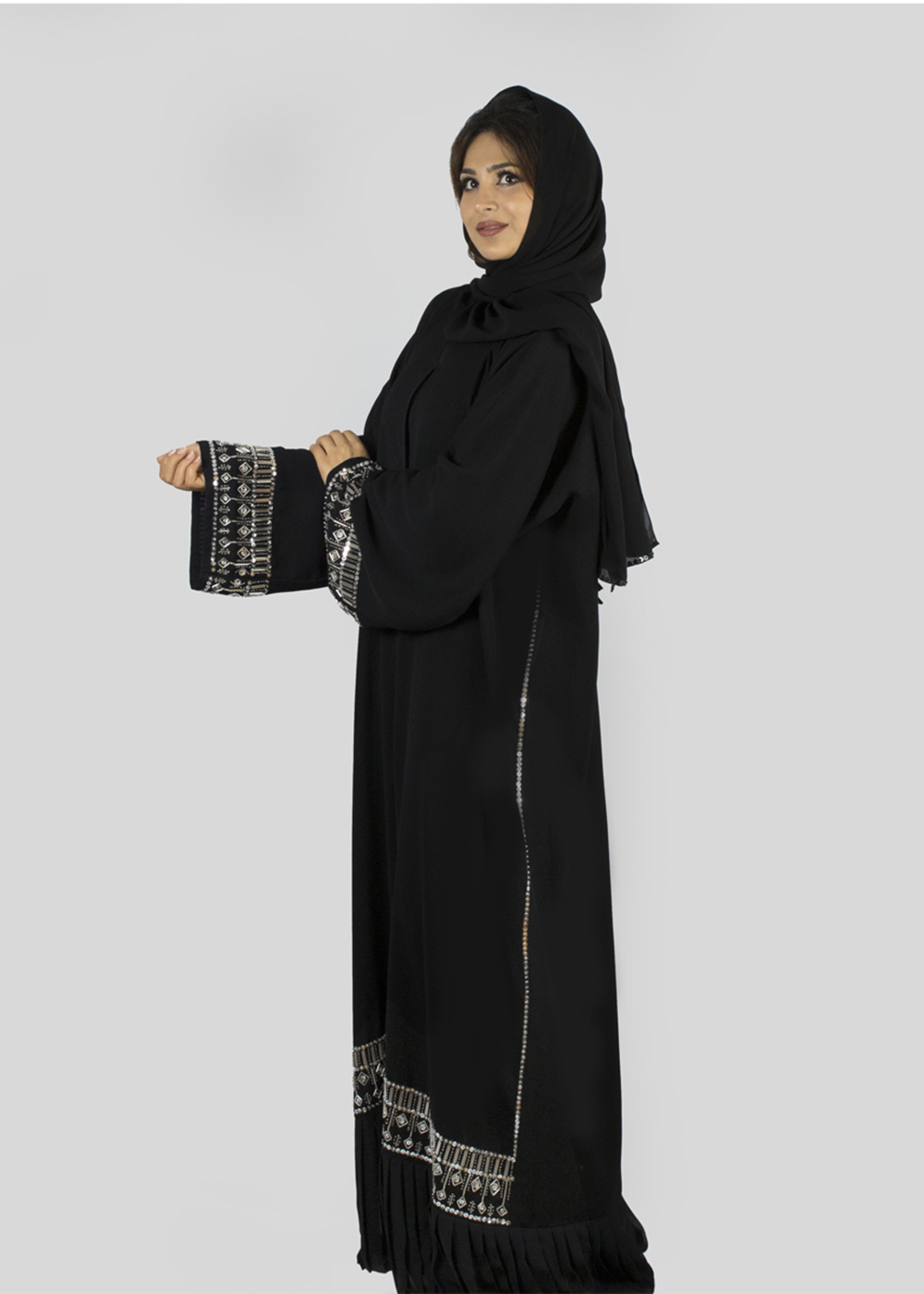 Al Jumairi Beads Detail Fancy Abaya - AJ2168