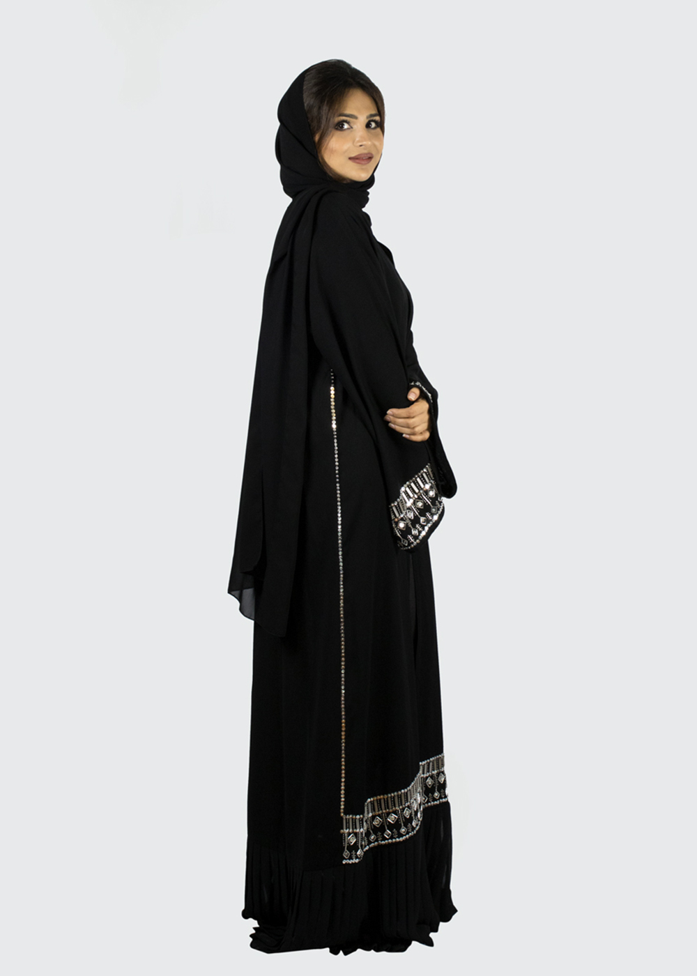 Al Jumairi Beads Detail Fancy Abaya - AJ2168