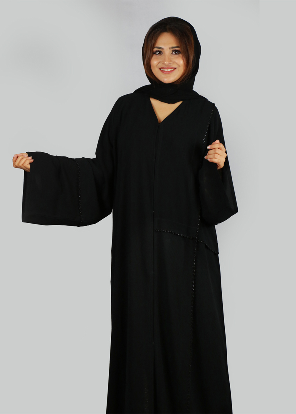 Al Jumairi Beads Embellished Quraishi Abaya - AJ2106