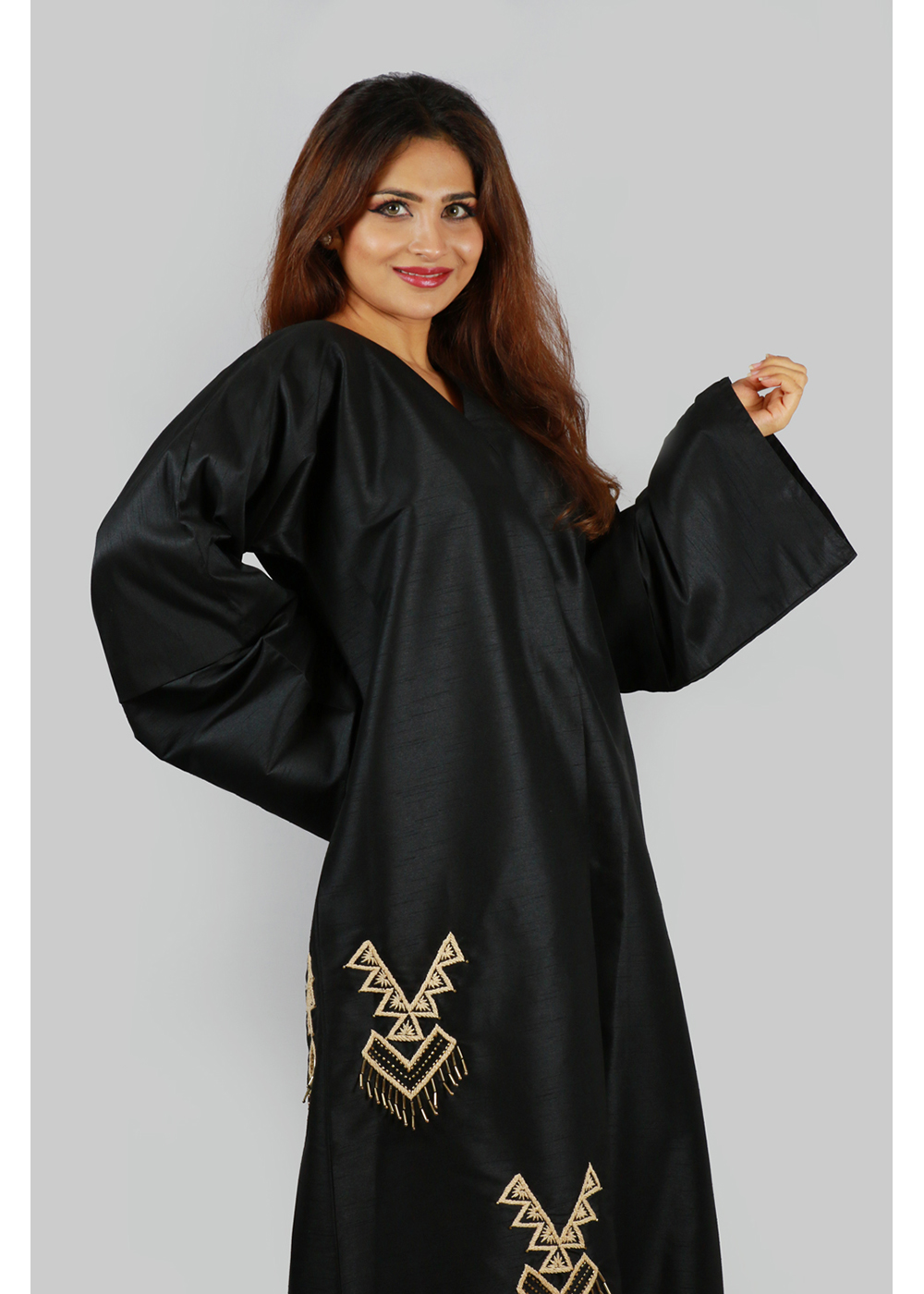 Al Jumairi Bird Patterned Design Abaya - AJ2126