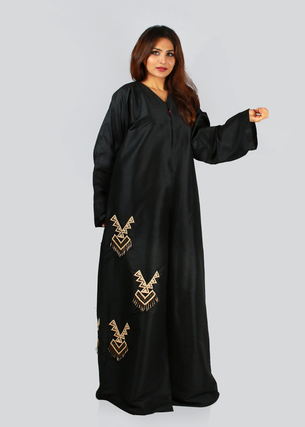 Al Jumairi Bird Patterned Design Abaya - AJ2126