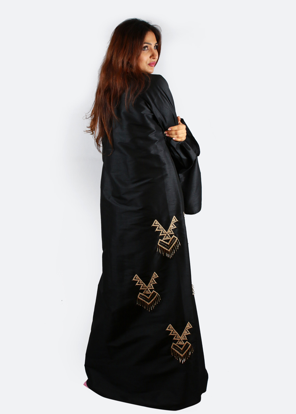 Al Jumairi Bird Patterned Design Abaya - AJ2126