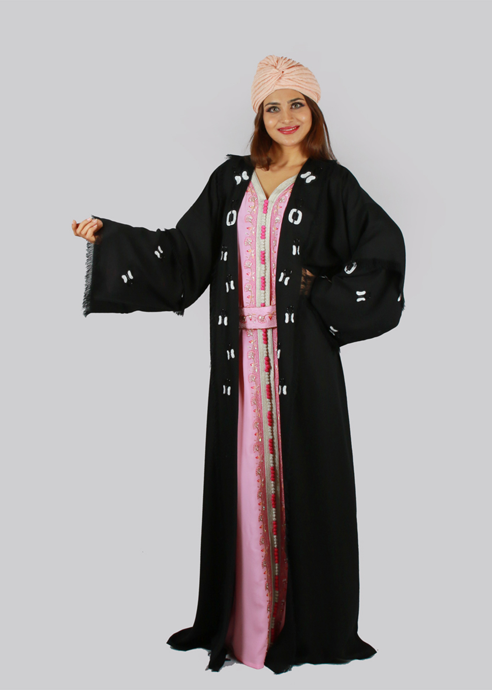 Al Jumairi Butterfly Pattern Abaya - AJ2159