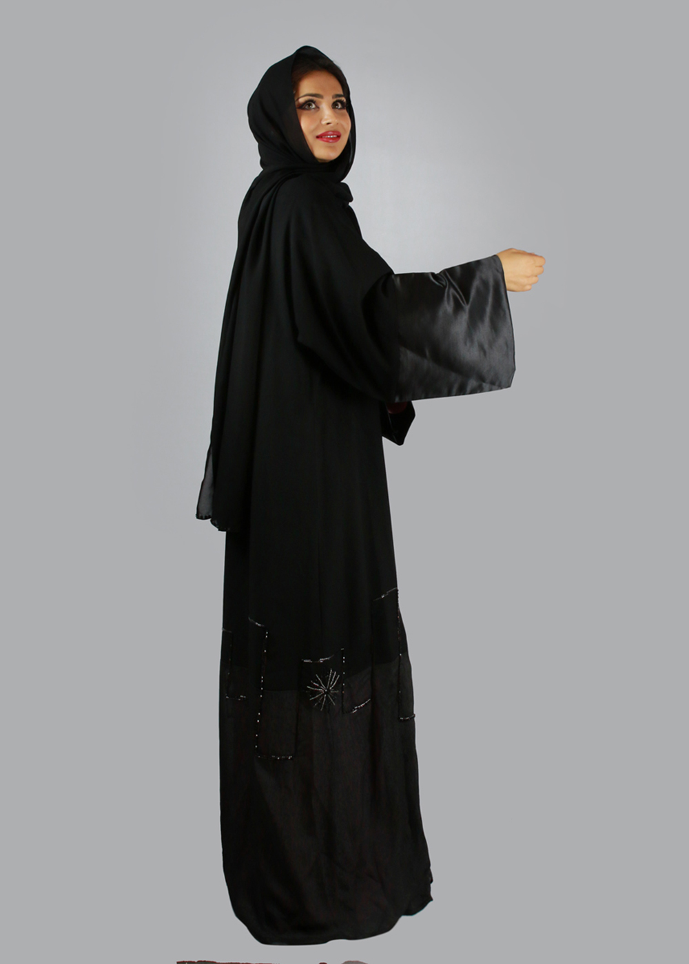 Al Jumairi City Outline Paterned Abaya - AJ2146