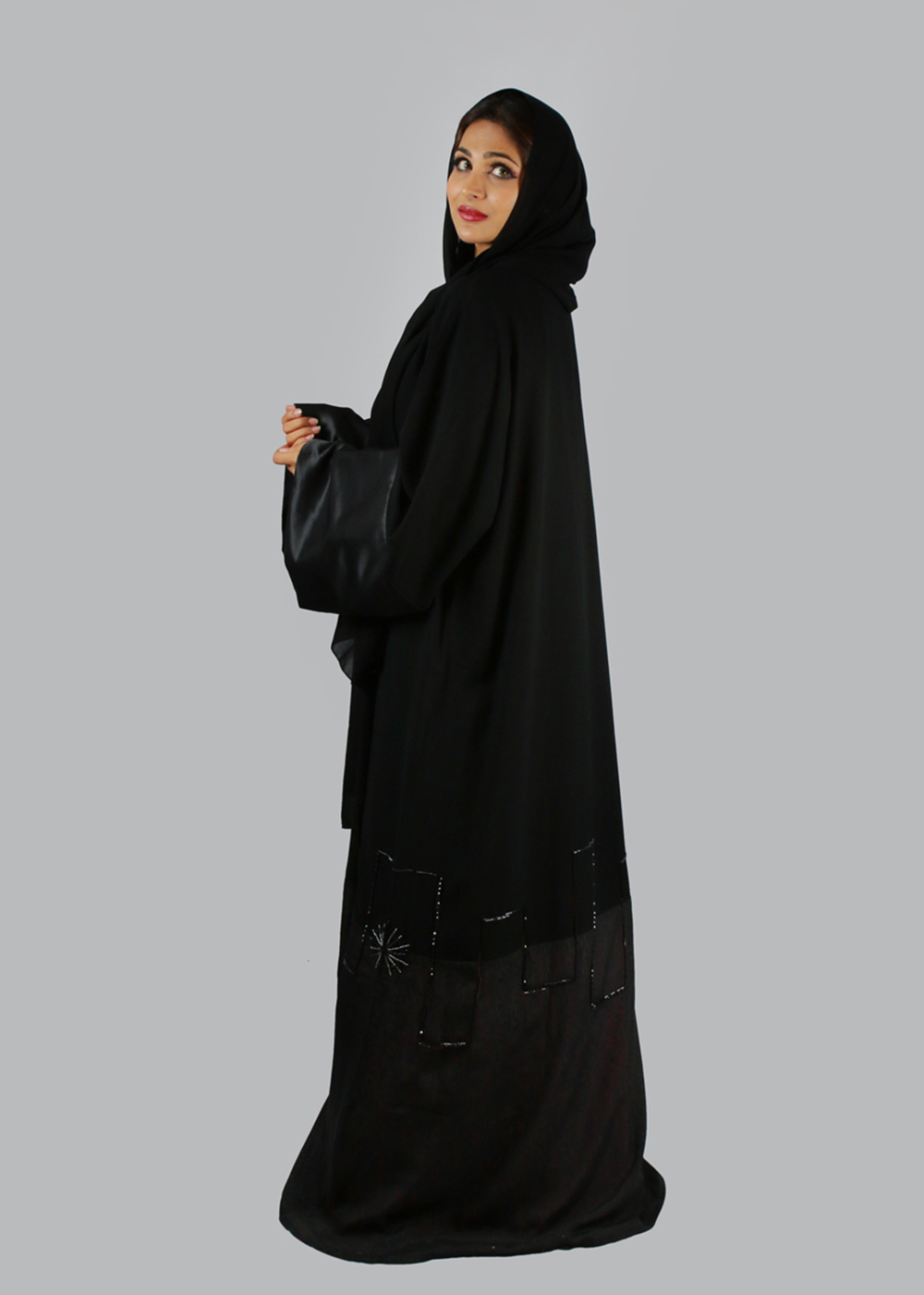 Al Jumairi City Outline Paterned Abaya - AJ2146