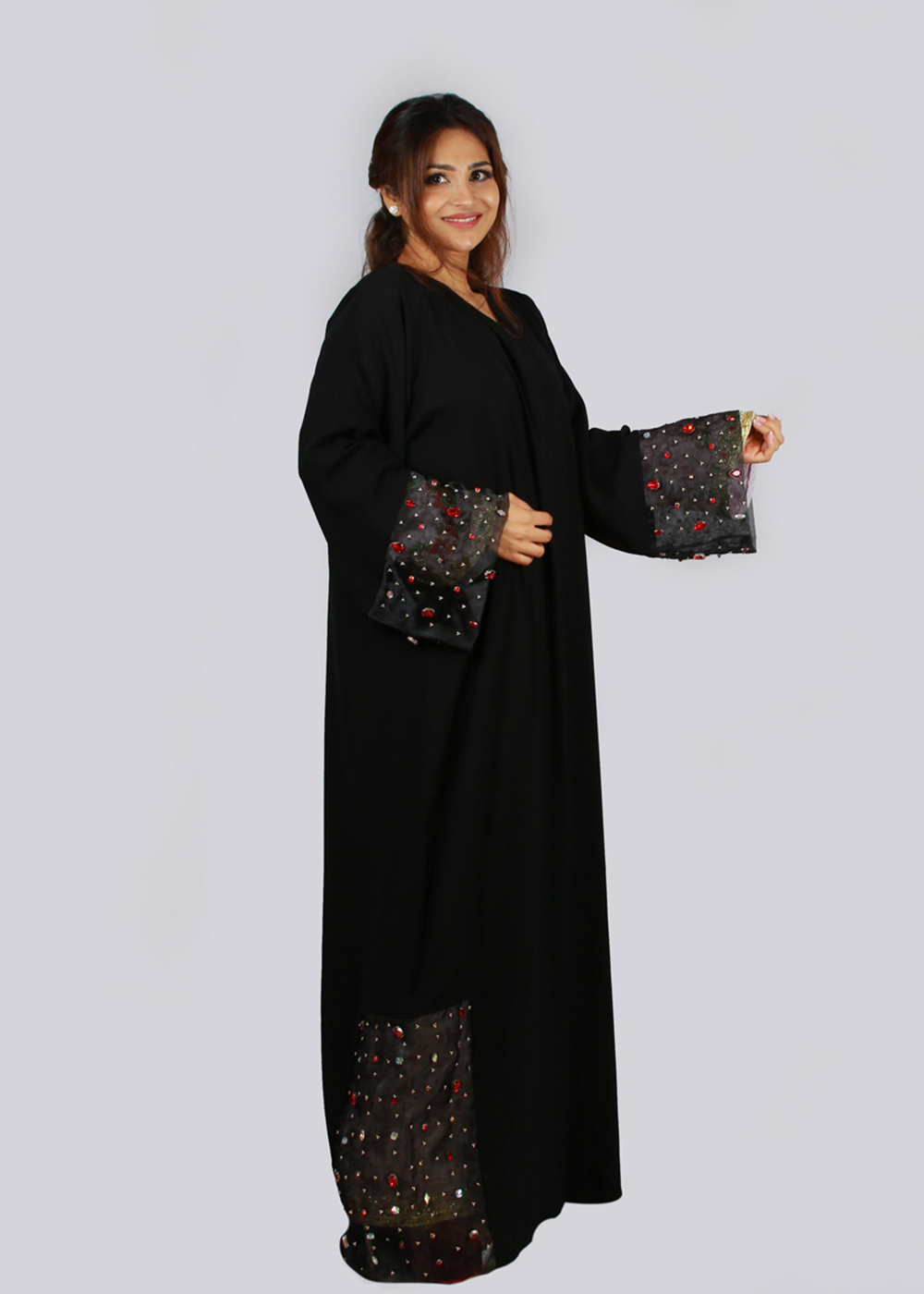 Al Jumairi Creep Toor Wide Sleeve Abaya - AJ2116