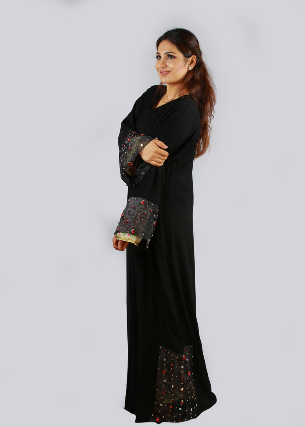 Al Jumairi Creep Toor Wide Sleeve Abaya - AJ2116