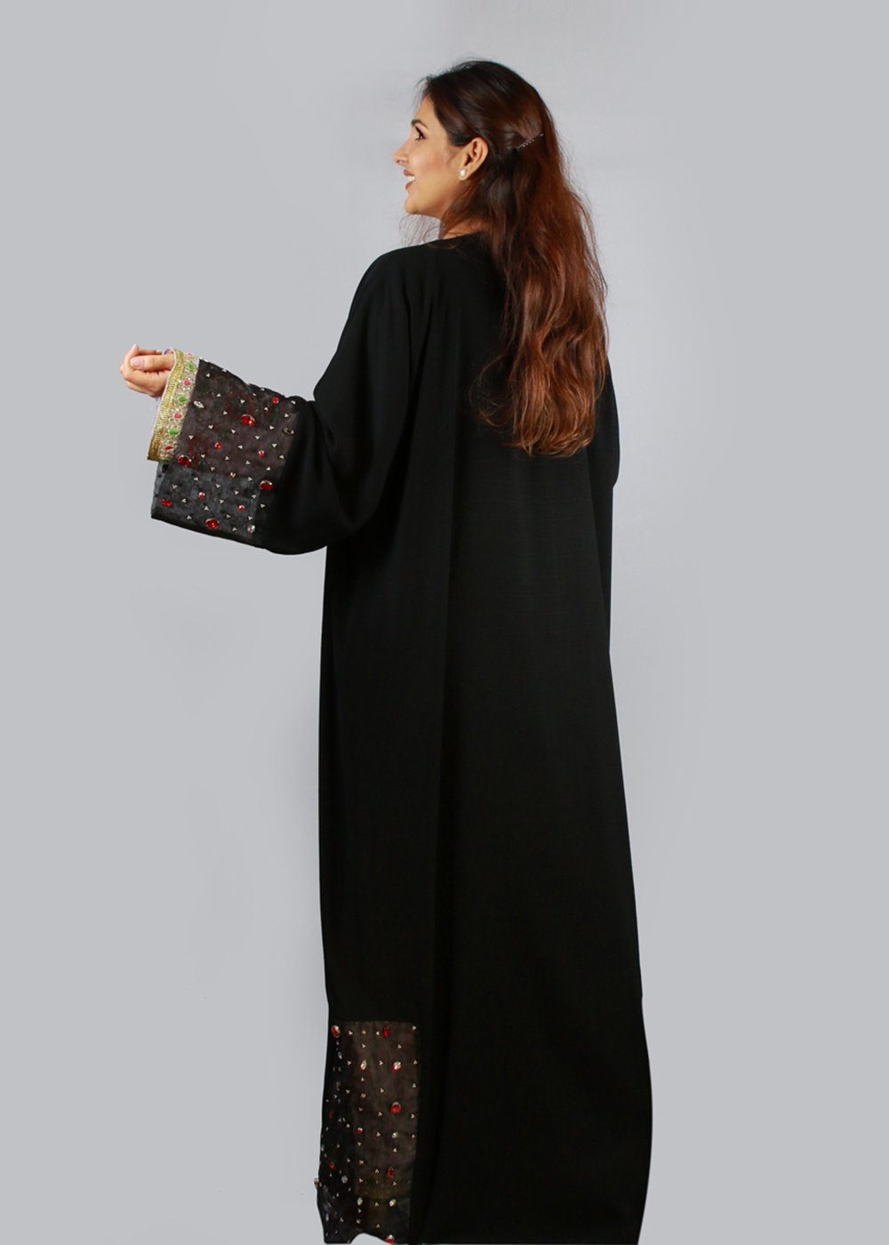 Al Jumairi Creep Toor Wide Sleeve Abaya - AJ2116