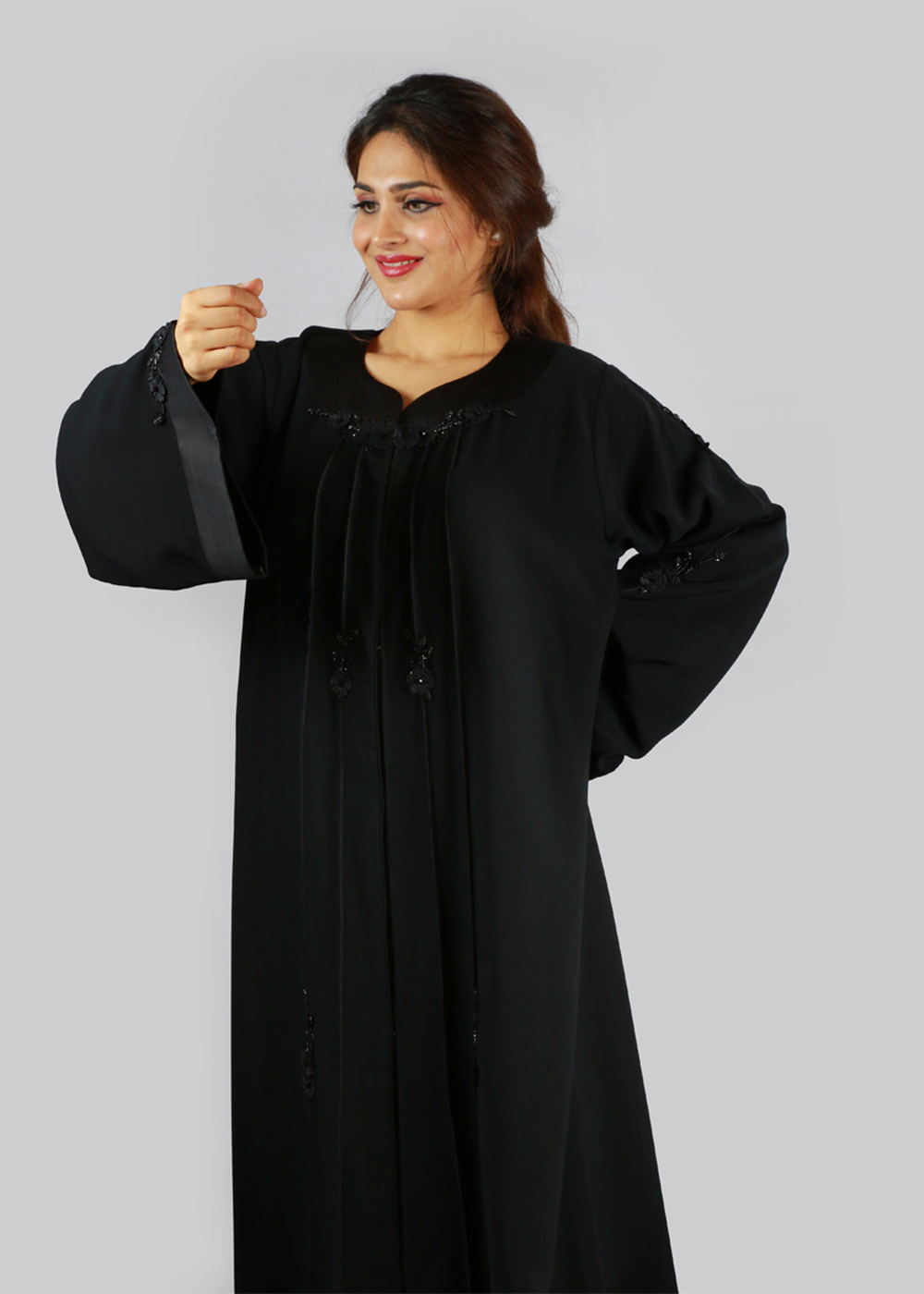 Al Jumairi Fancy Laced Abaya - AJ2139