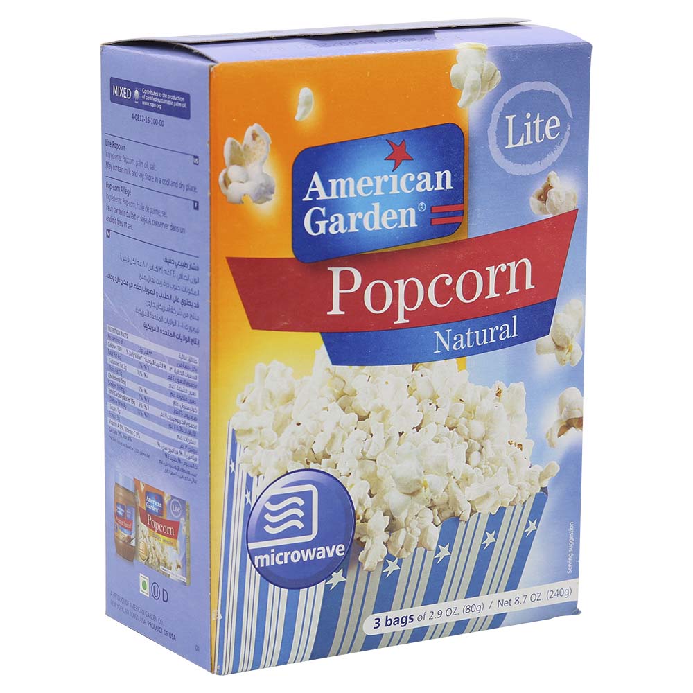 American Garden Popcorn Natural 3X80g