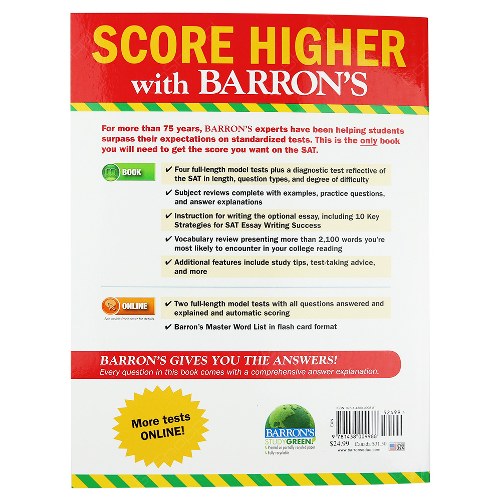 Barron S Sat 29th Edition With Online Test Buy Online