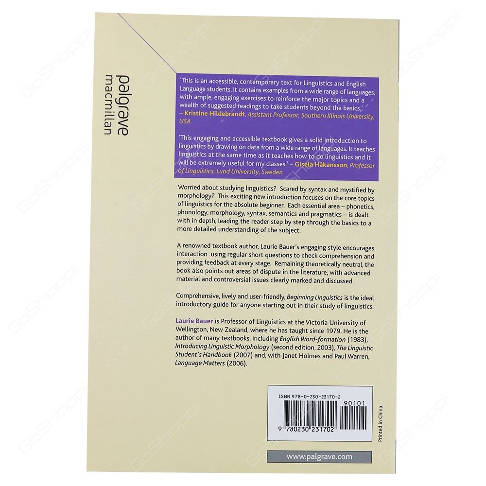 Beginning Linguistics By Laurie Bauer