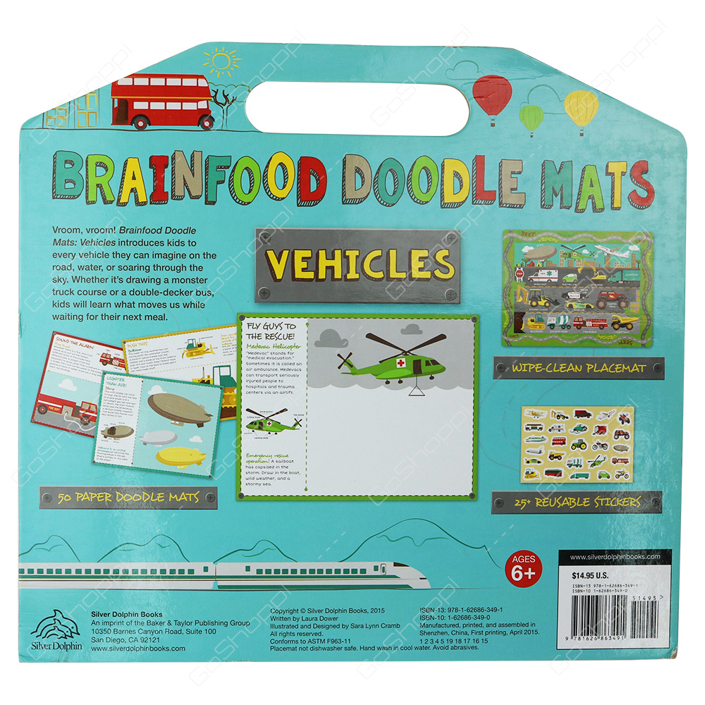 Brainfood Doodle Mats - Vehicles By Laura Dower