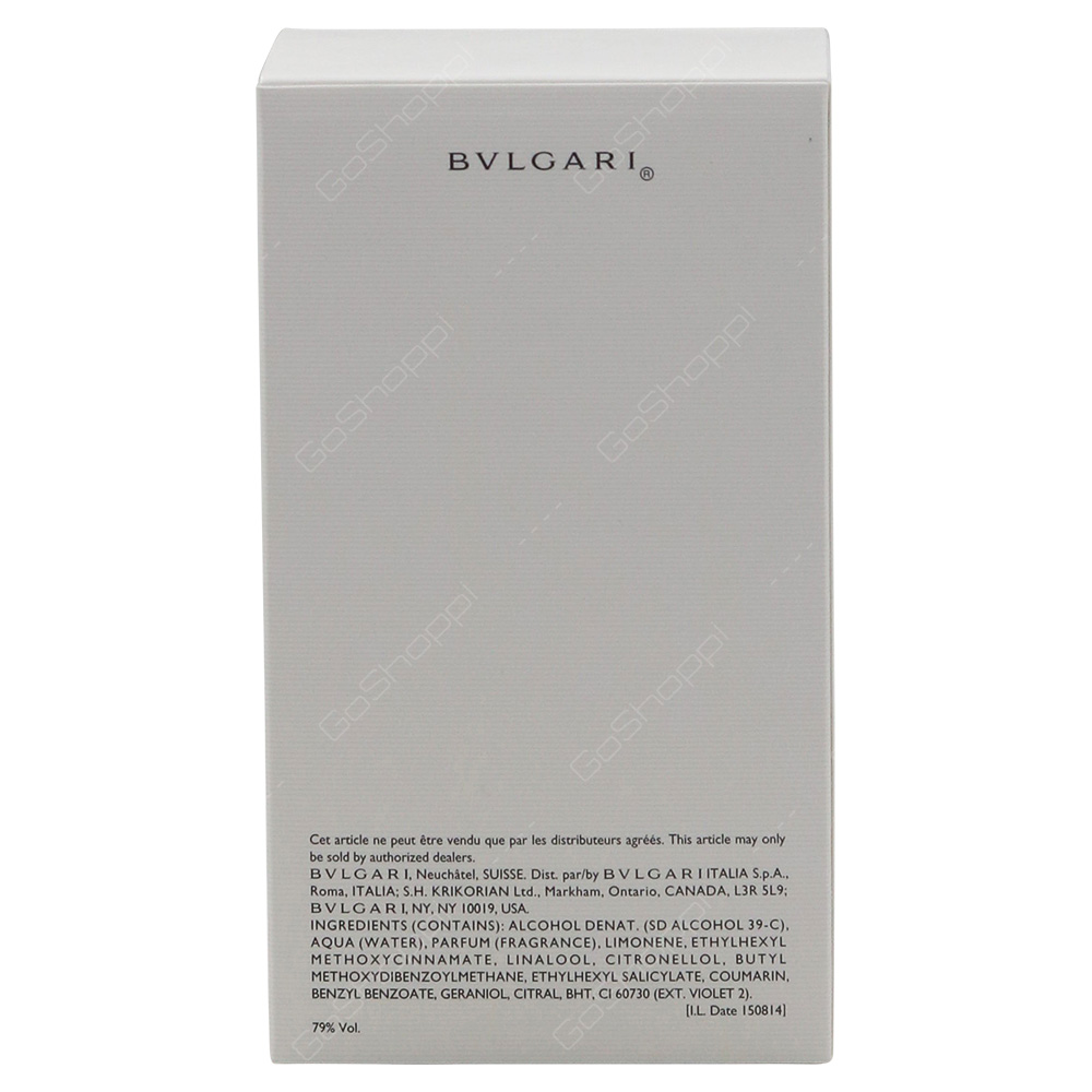 Bvlgari Man White Pour Homme Eau De Toilette 100ml