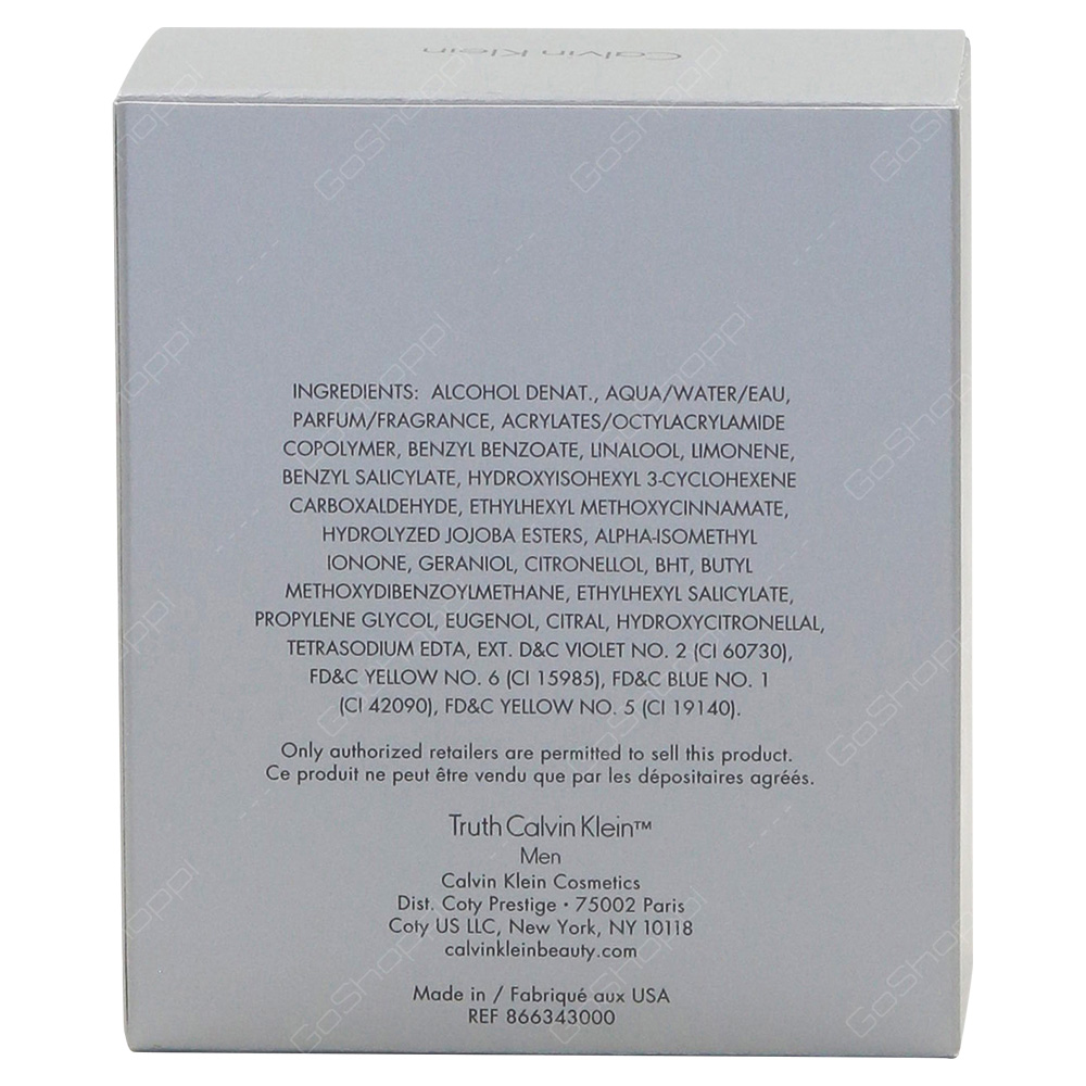 Calvin Klein Truth For Men Eau De Toilette 100ml