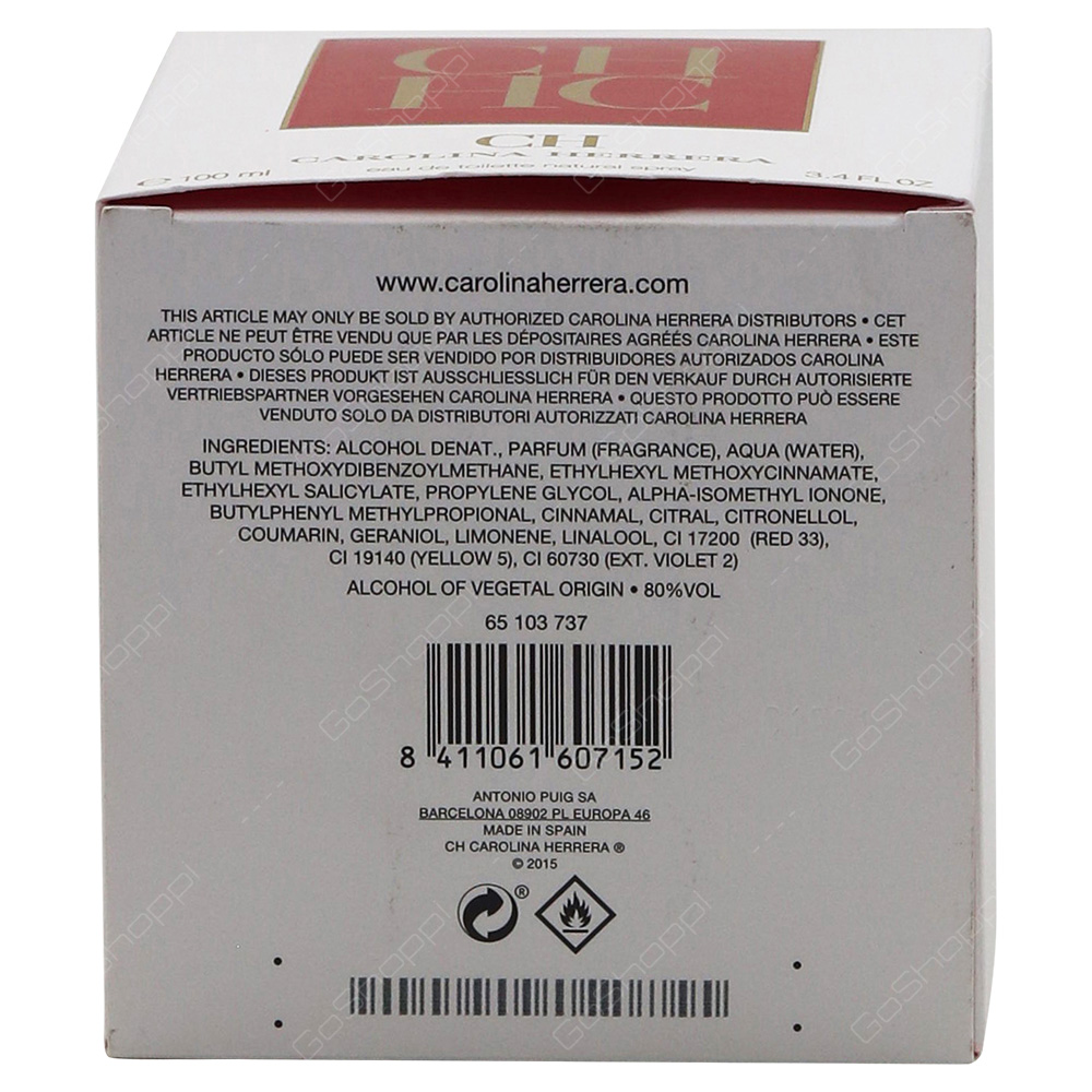 Carolina Herrera CH For Women Eau De Toilette 100ml