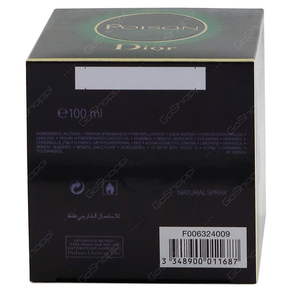 Christian Dior Poison For Women Eau De Toilette 100ml