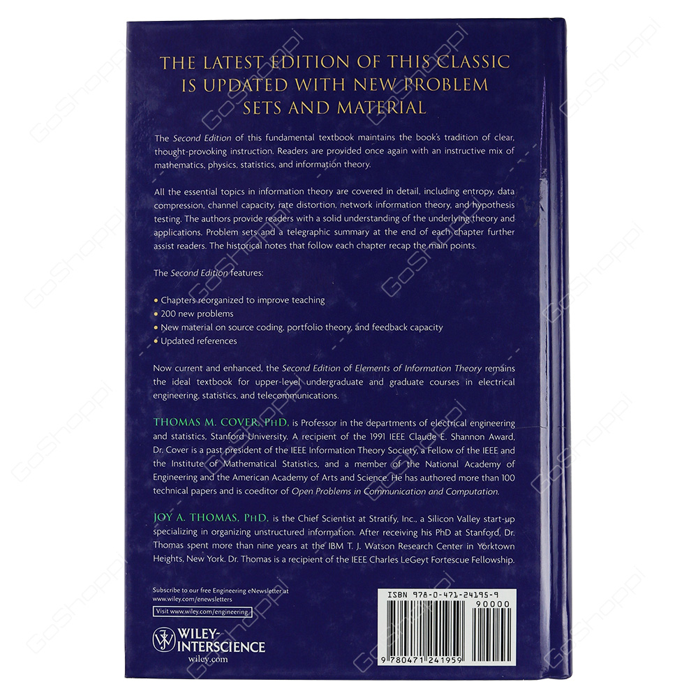 Elements Of Information Theory By Thomas M. Cover
