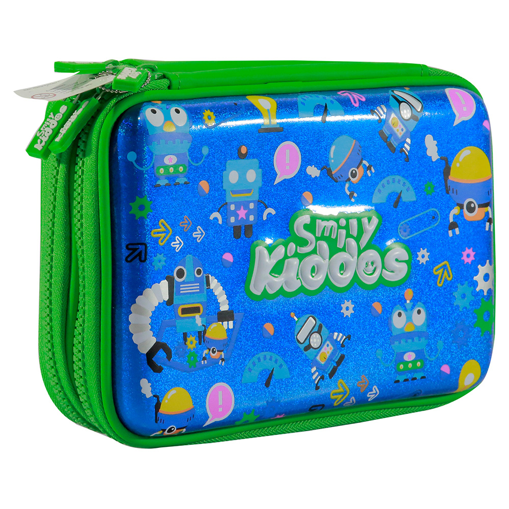 Fancy Double Compartment Pencil Case - Blue