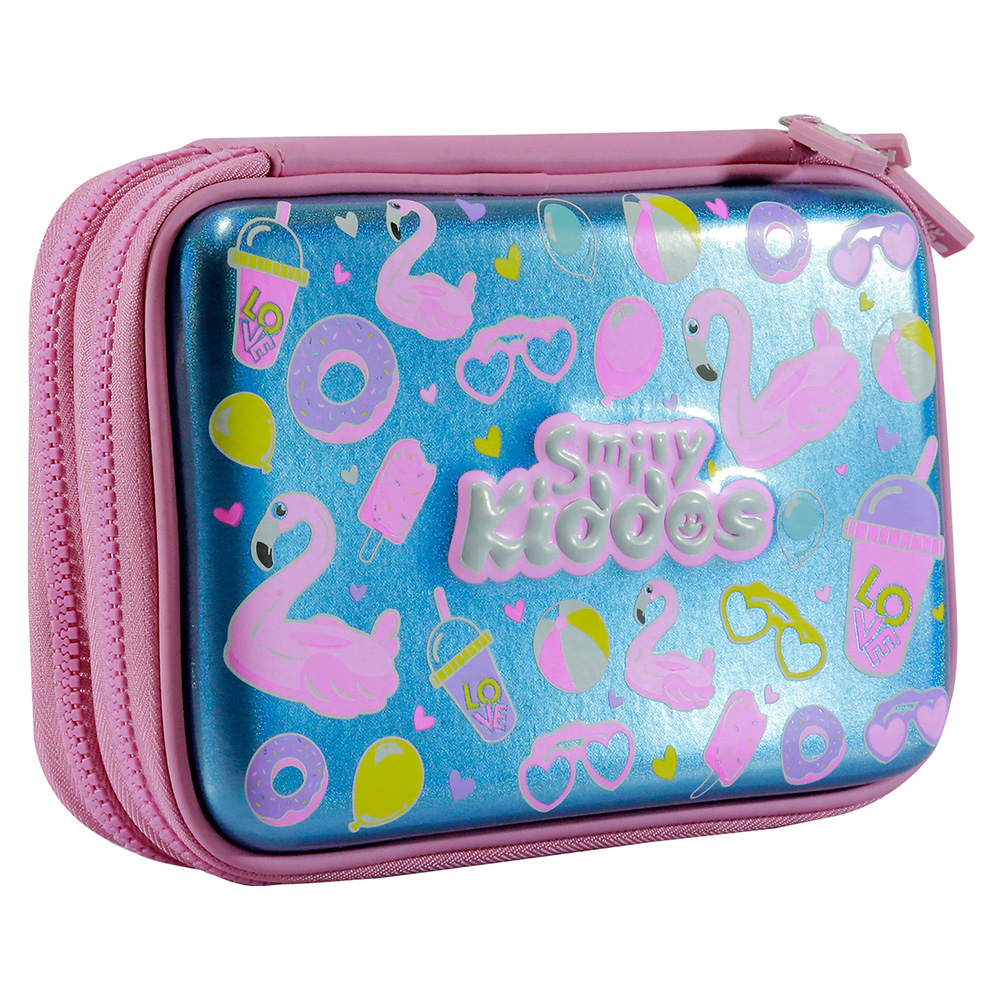 Fancy Double Compartment Pencil Case - Light Blue