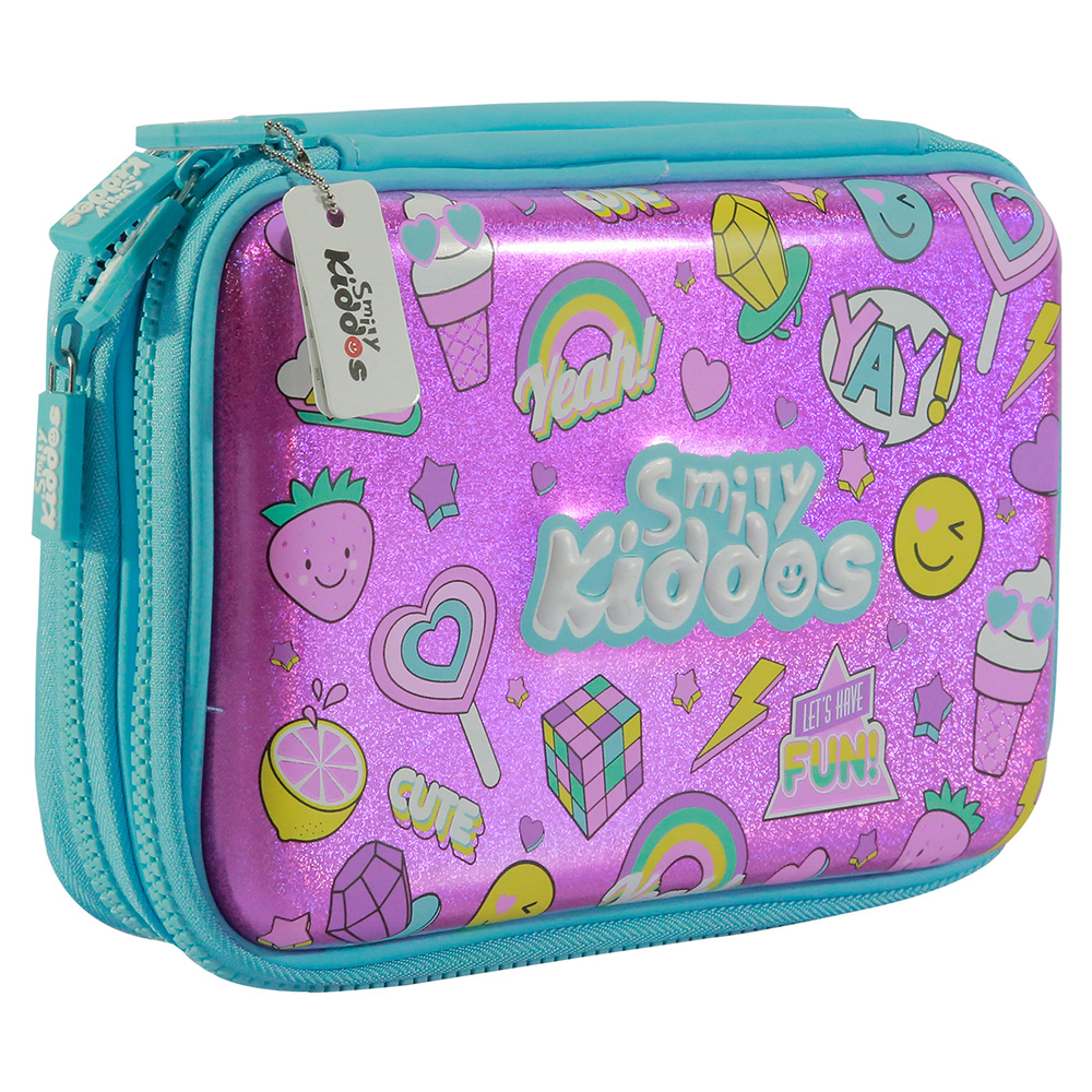 Fancy Double Compartment Pencil Case - Pink