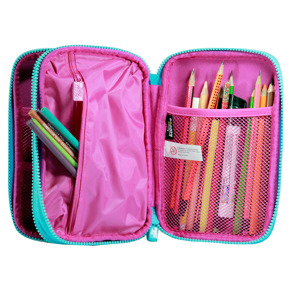 Fancy Double Compartment Pencil Case - Pink