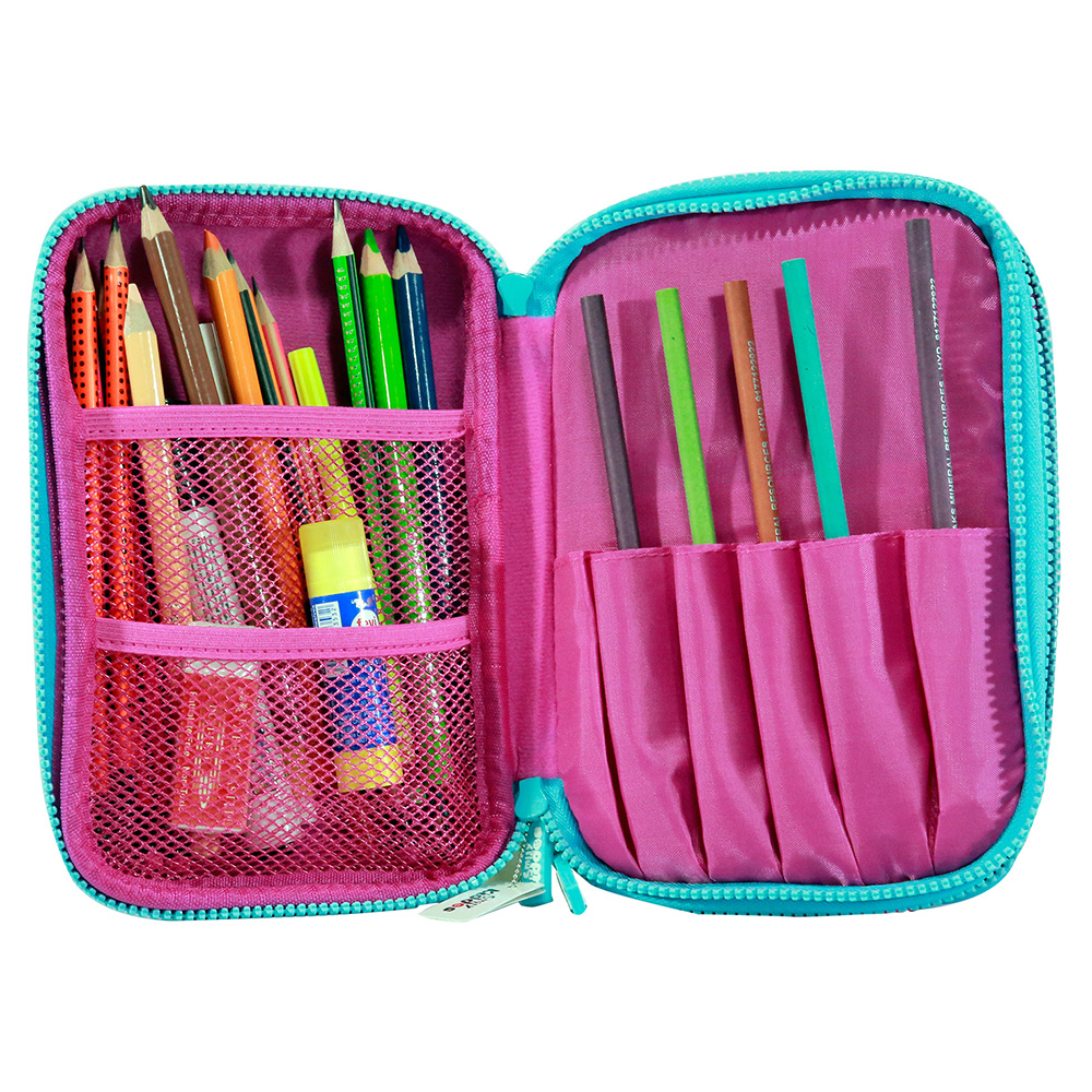 Fancy Double Compartment Pencil Case - Pink