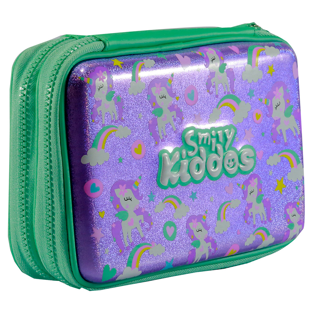 Fancy Double Compartment Pencil Case - Purple