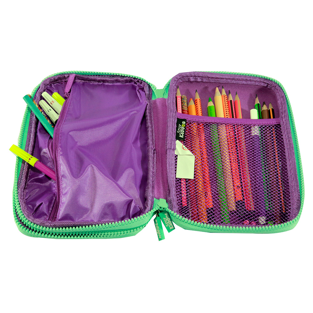 Fancy Double Compartment Pencil Case - Purple