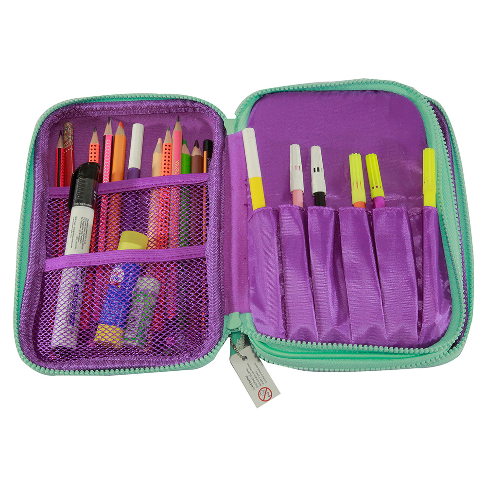 Fancy Double Compartment Pencil Case - Purple