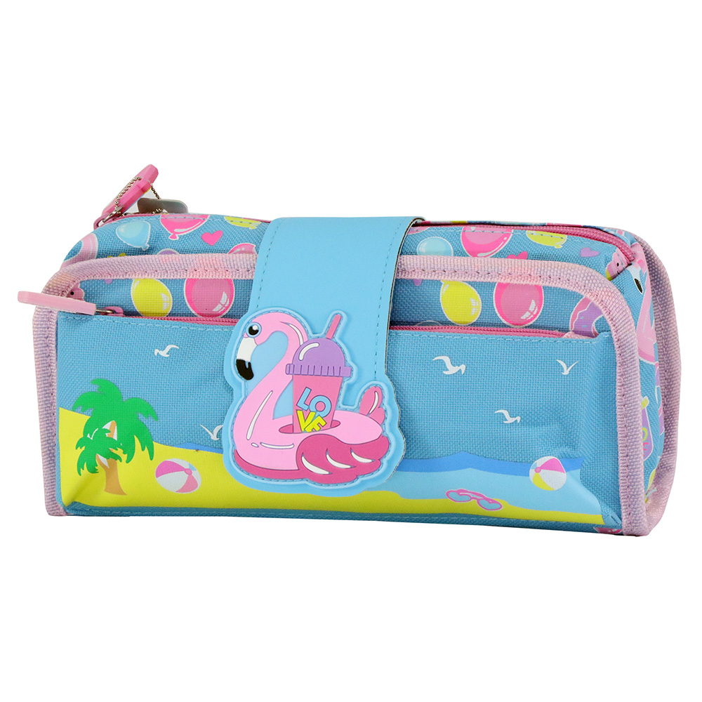 Fancy Strap Pencil Case - Light Blue