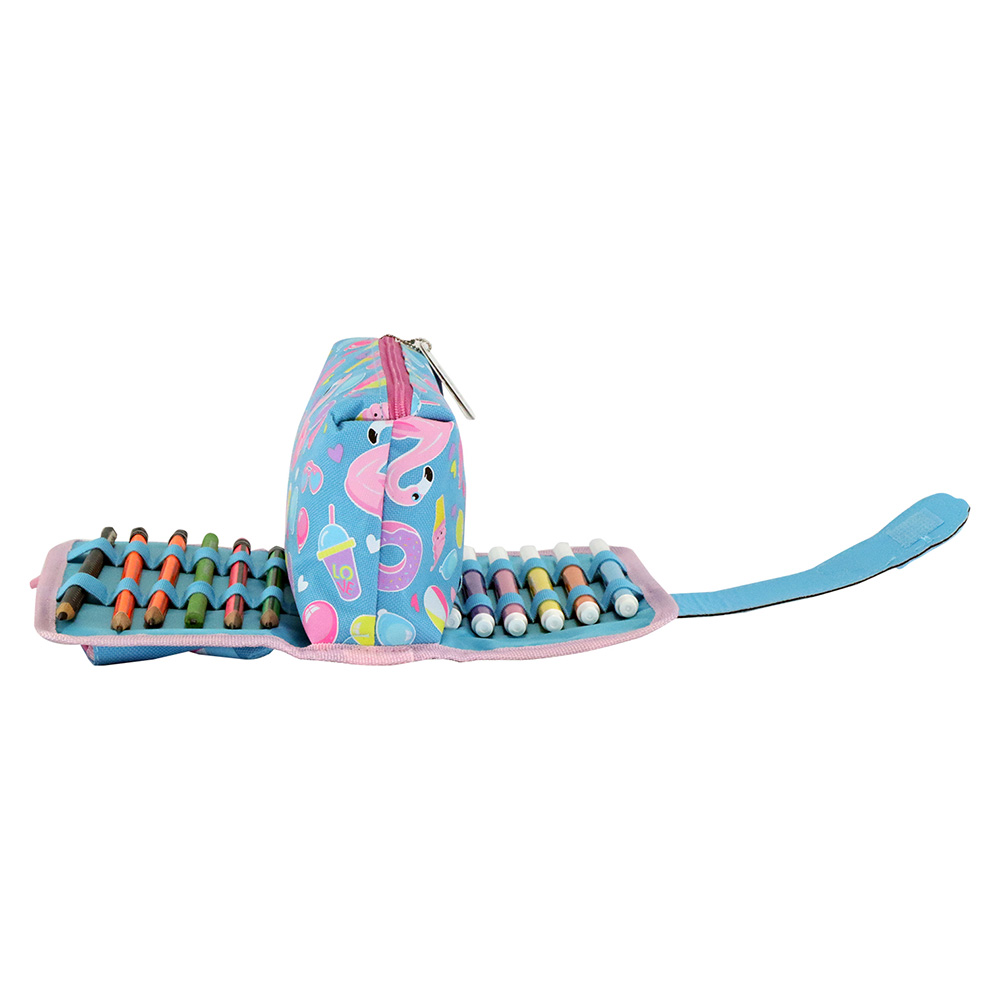Fancy Strap Pencil Case - Light Blue