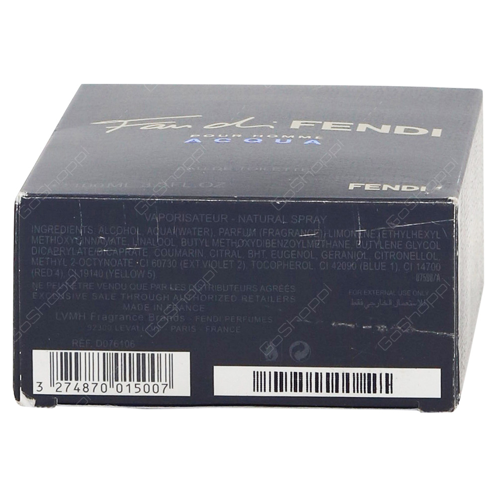 Fendi Fan Di Acqua Pour Homme Eau De Toilette 100ml
