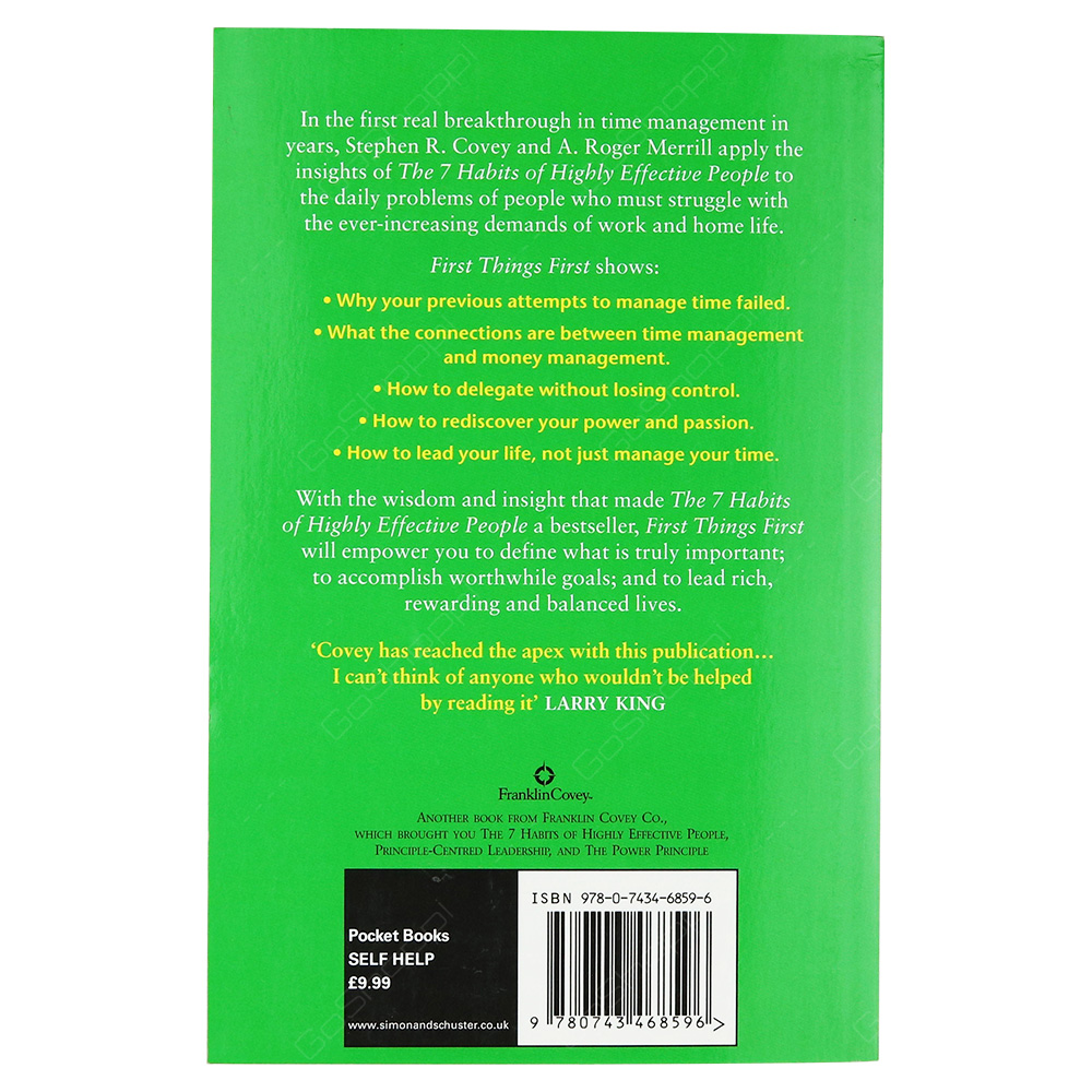 First Things First By Stephen R Covey