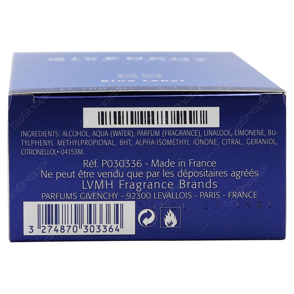 Givenchy Blue Label Pour Homme Eau De Toilette 100ml