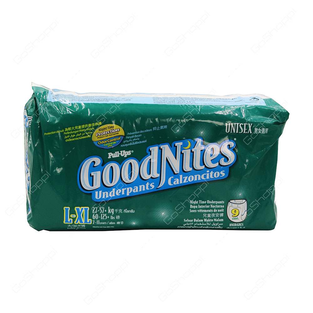 Goodnites Unisex Underpants L XL 7 To 11 Years 9 Count