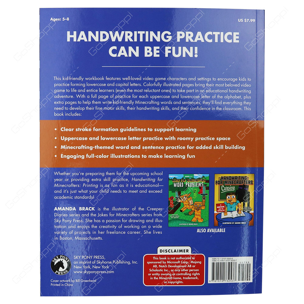 Handwriting For Minecrafters - Printing By Sky Pony