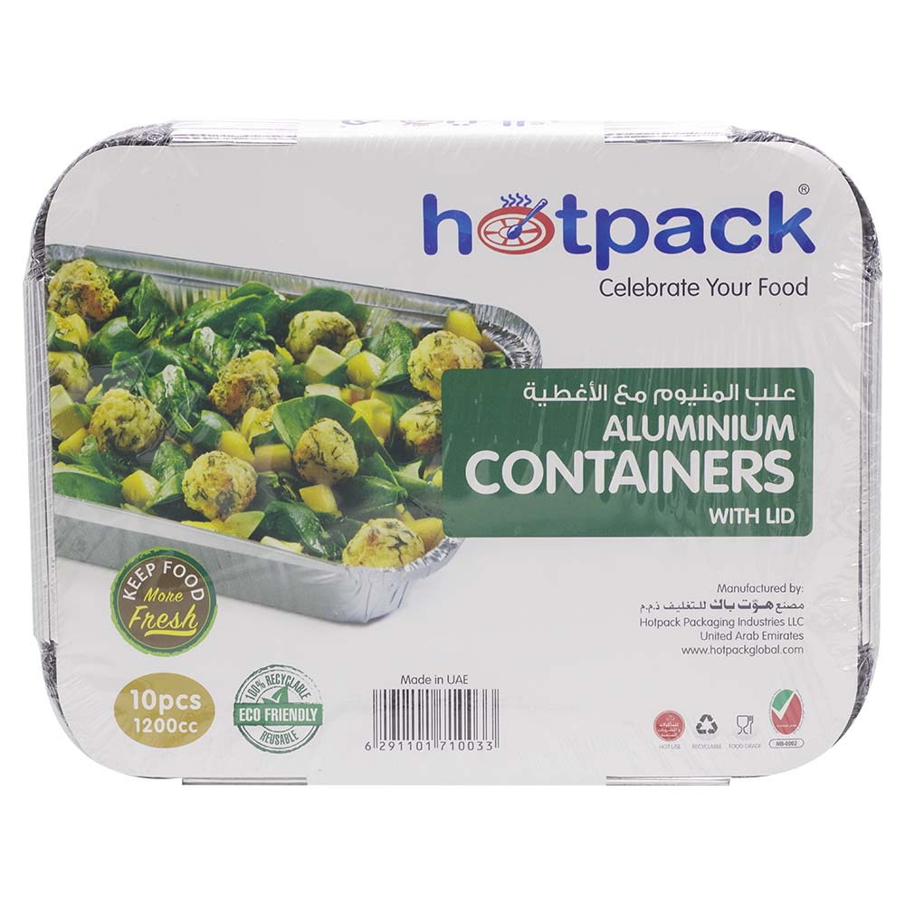 Hotpack Aluminium Containers With Lid 1200CC 10pcs
