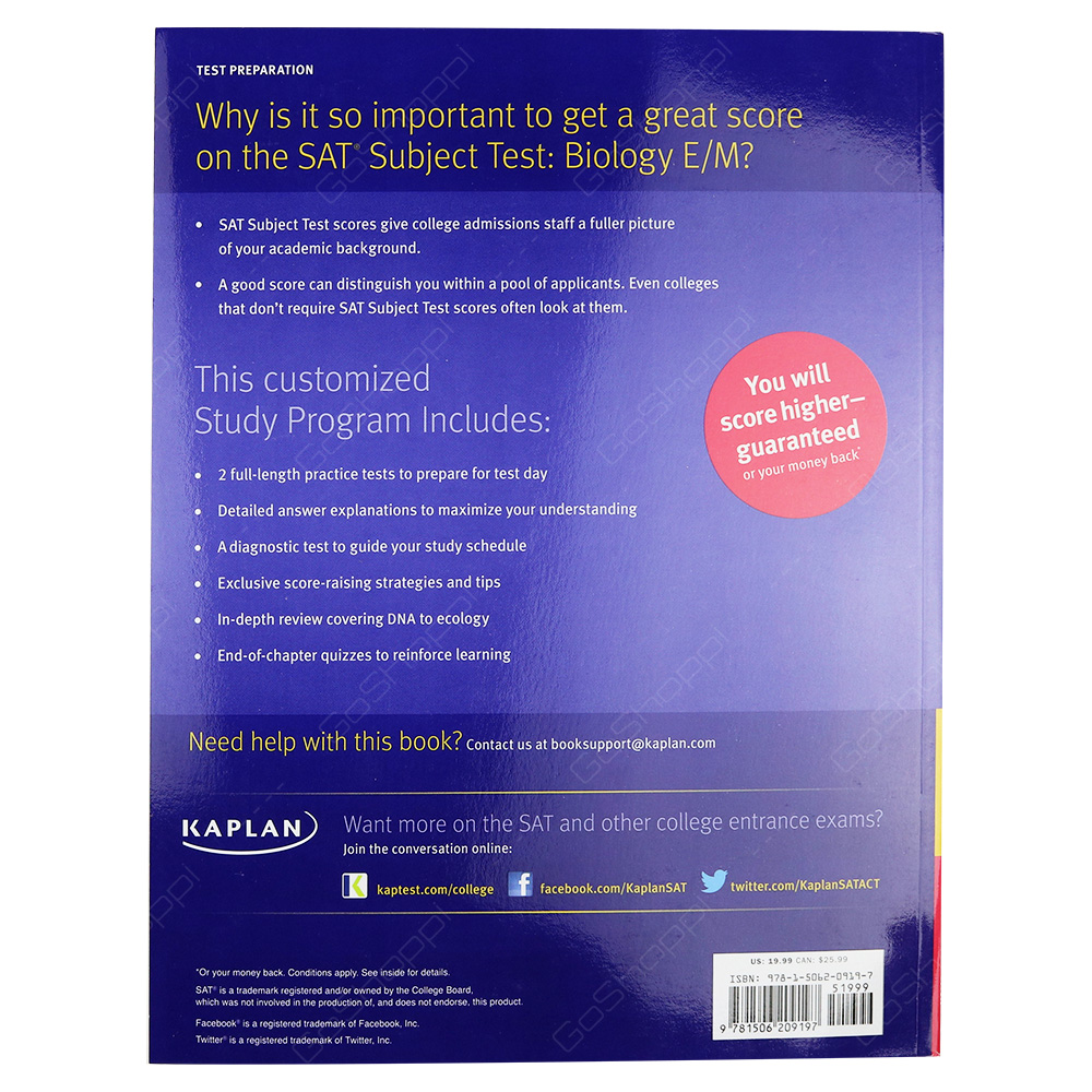 Kalpan SAT Subject Test Biology E/M 10th Edition