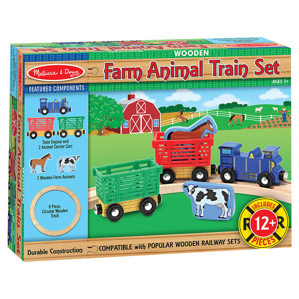 Melissa And Doug Farm Animal Wooden Train Set