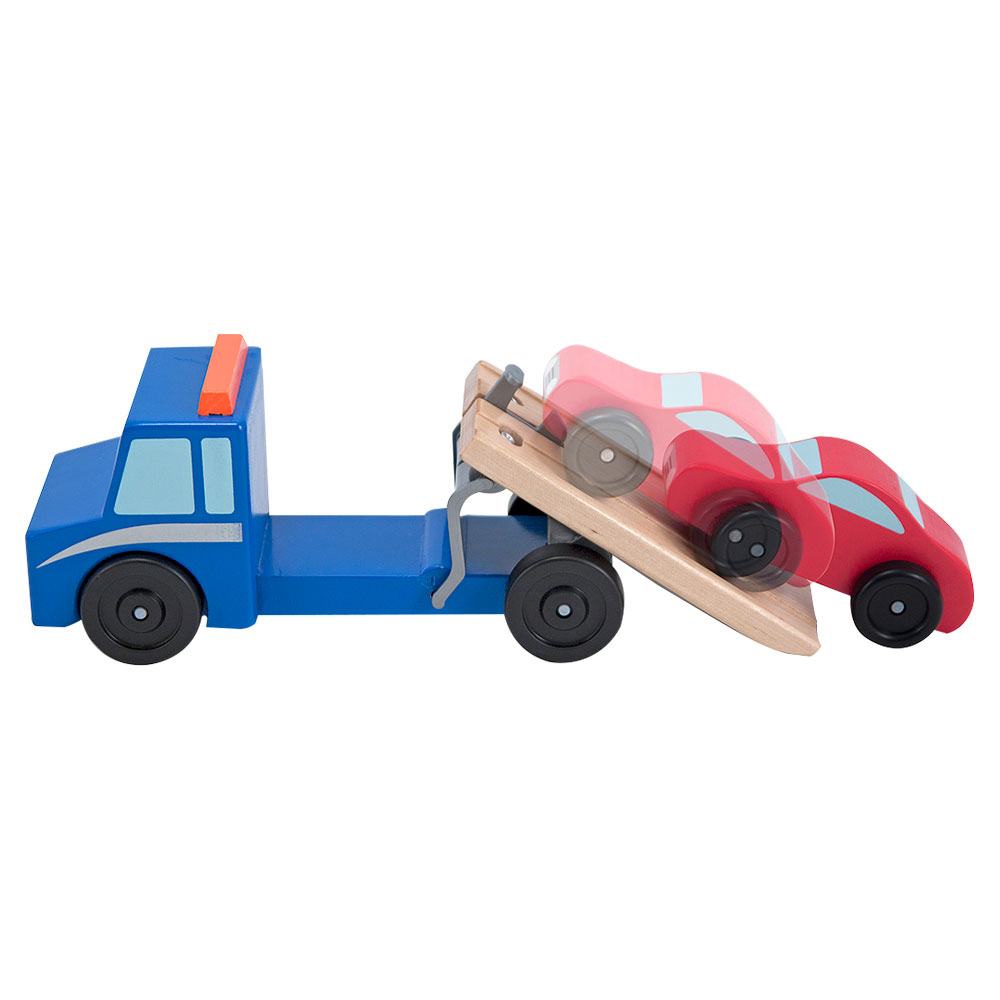 Melissa And Doug Flatbed Tow Truck Wooden Toy Set