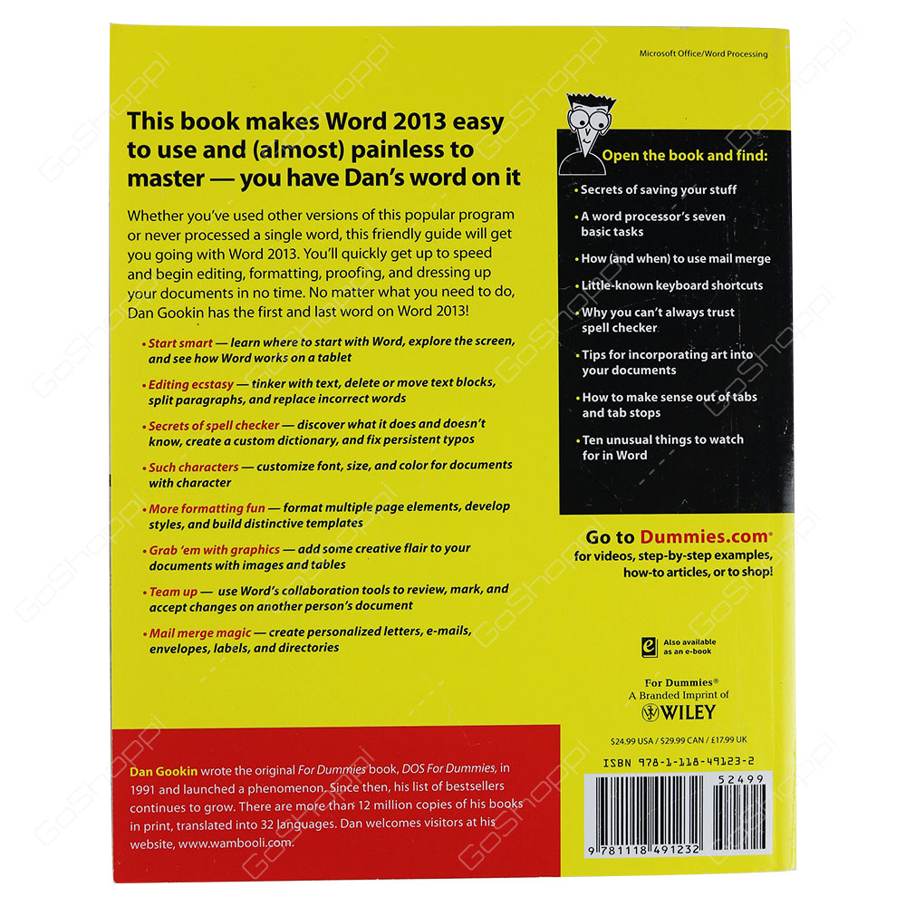 Microsoft Word 2013 For Dummies By Dan Gookin